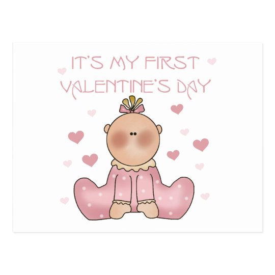 Baby Girl 1st Valentine's Day Postcard