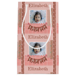 Baby Girl 3rd Birthday Pink Scrapbook Small Gift Bag