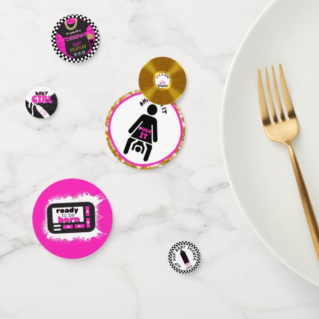 Baby Girl 90's Retro Hot Pink Hip Hop Baby Shower Confetti (Group)