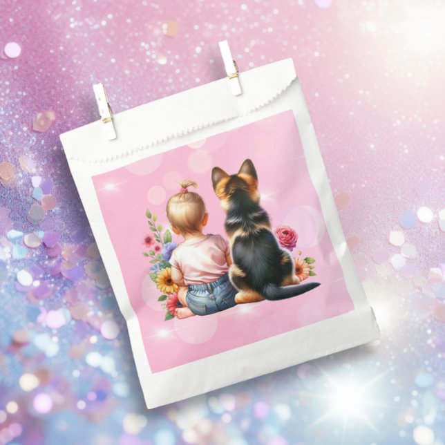 Baby Girl and her Puppy | Baby Shower   Favour Bags (Creator Uploaded)