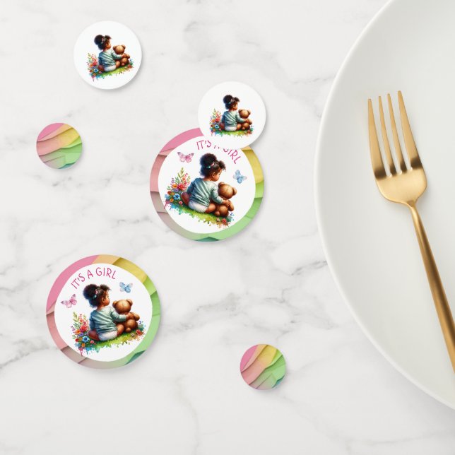 Baby Girl and her Teddy Bear | It's a Girl Confetti (Group)