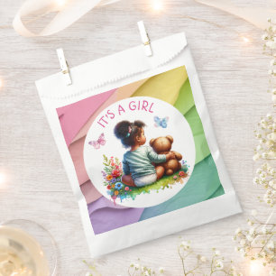 Baby Girl and her Teddy Bear It's a Girl Favour Bags