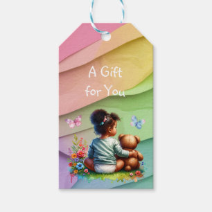 Baby Girl and her Teddy Bear   It's a Girl Gift Tags