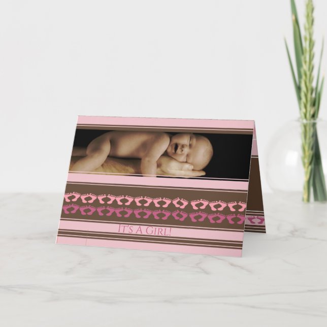 Baby Girl Annoucement Cute with your Photo - Announcement (Front)