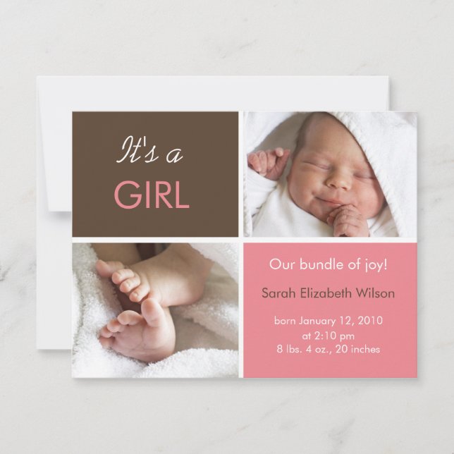 Baby Girl Announcement (Front)