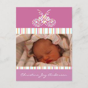 Baby Girl Announcement - Butterflies