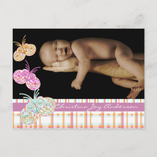 Baby Girl Announcement - Butterflies