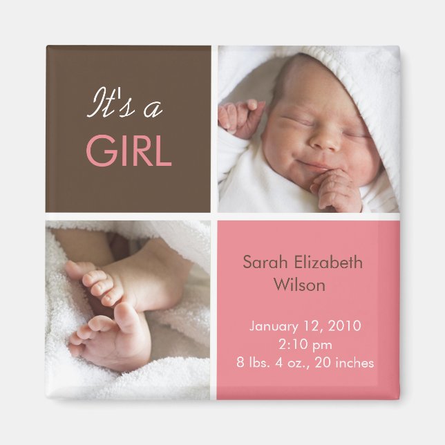 Baby Girl Announcement magnet (Front)