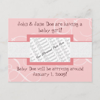 Baby Girl Announcement Postcard