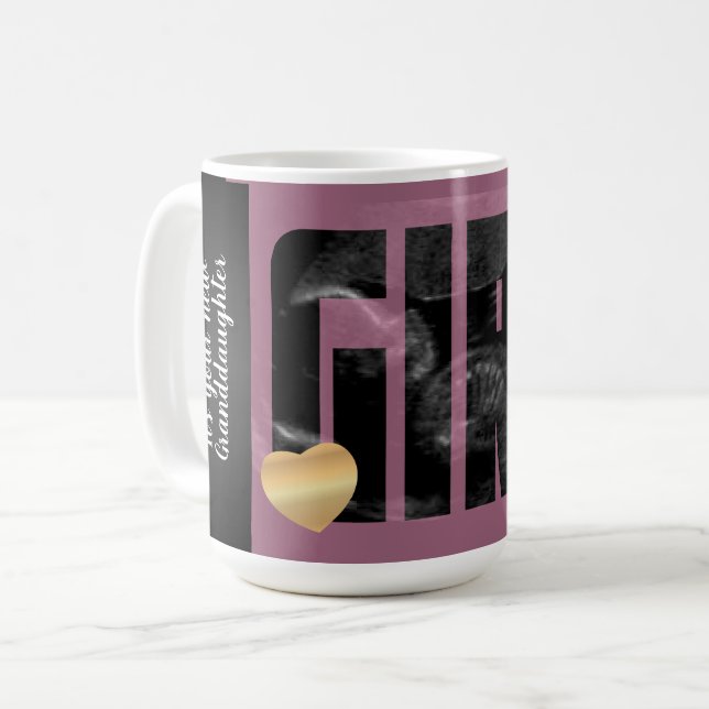 Baby Girl Announcement - Sonogram with DIY Text Coffee Mug (Front Left)
