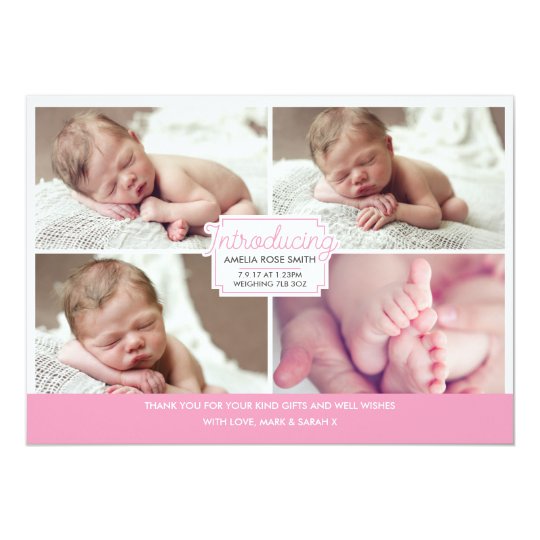 Baby girl announcement/thank you card