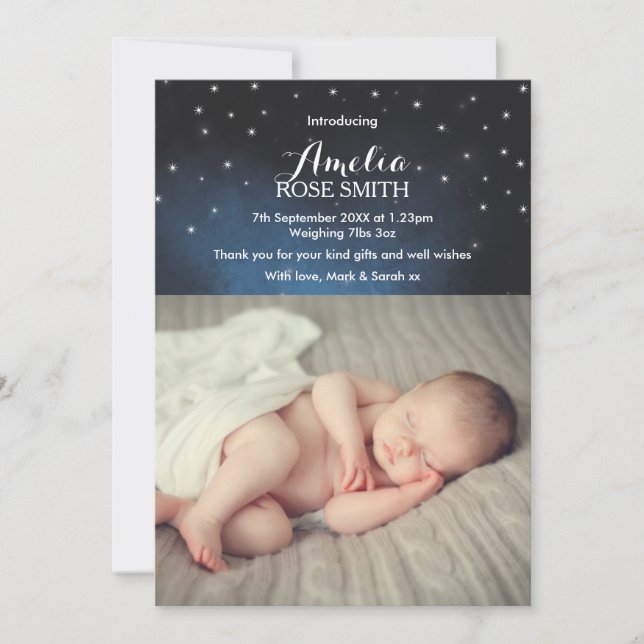 Baby girl announcement/thank you card (Front)