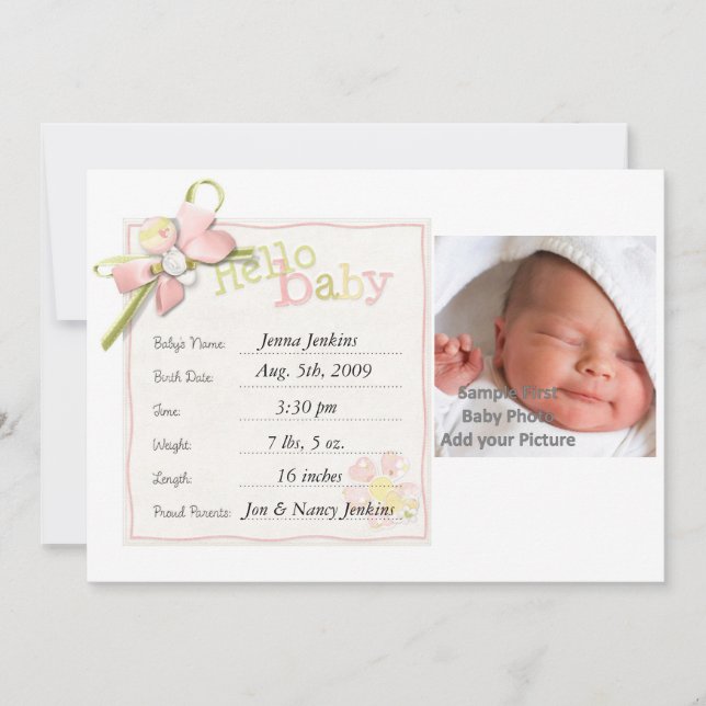 Baby Girl Baby Announcement Newborn (Front)