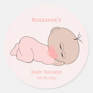 Baby Girl Baby Shower Classic Round Sticker