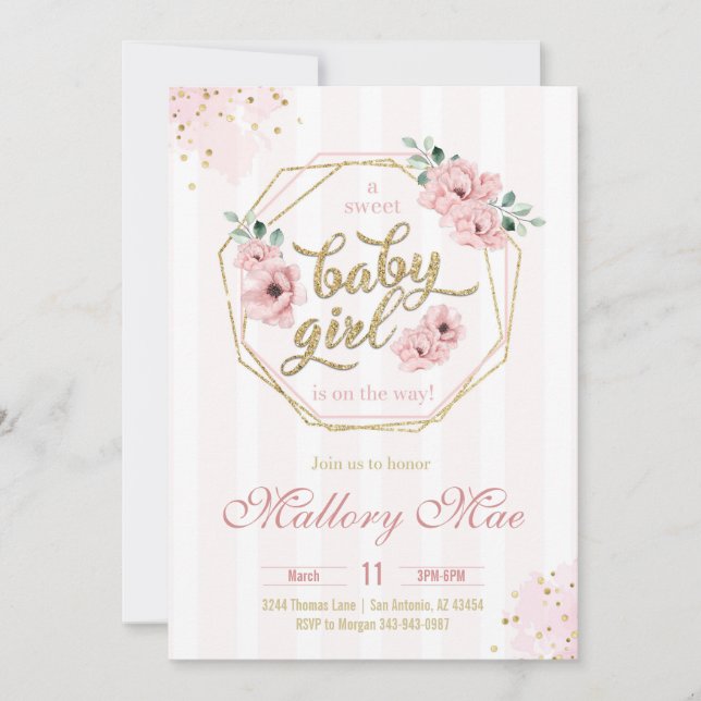 Baby Girl Baby Shower Invitation (Front)