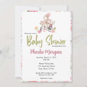 Baby girl baby shower invitation, Bunny Invitation