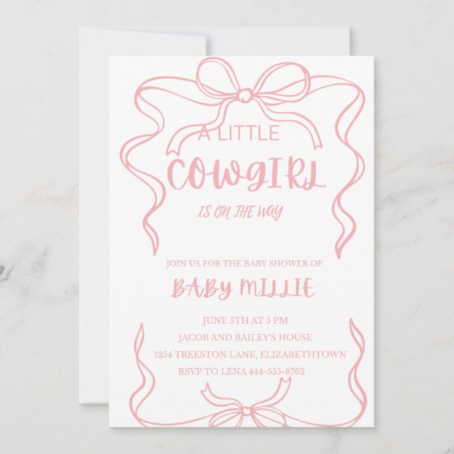 Baby Girl Baby Shower Invitation - Cowgirl Theme (Front)