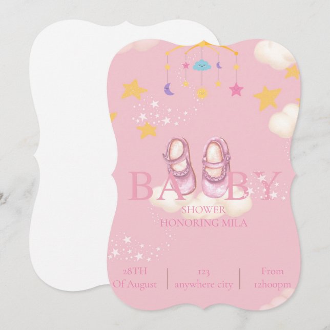 baby girl baby shower invitations,digital download invitation (Front/Back)