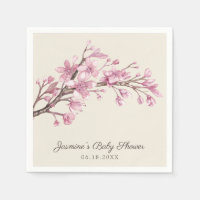 Baby Girl Baby Shower Pink Floral Cherry Blossom