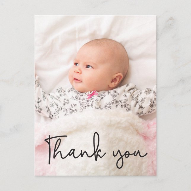 Baby Girl Baby shower thank you Custom photo Postcard (Front)