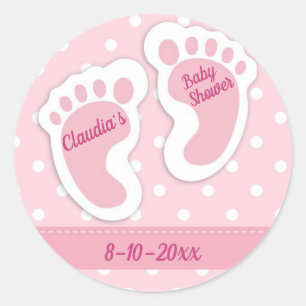 Baby Girl Baby Shower Thank You Party Favour Classic Round Sticker