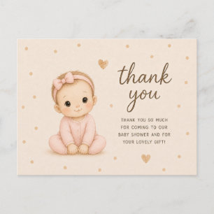 Baby Girl Baby Shower Thank You Postcard