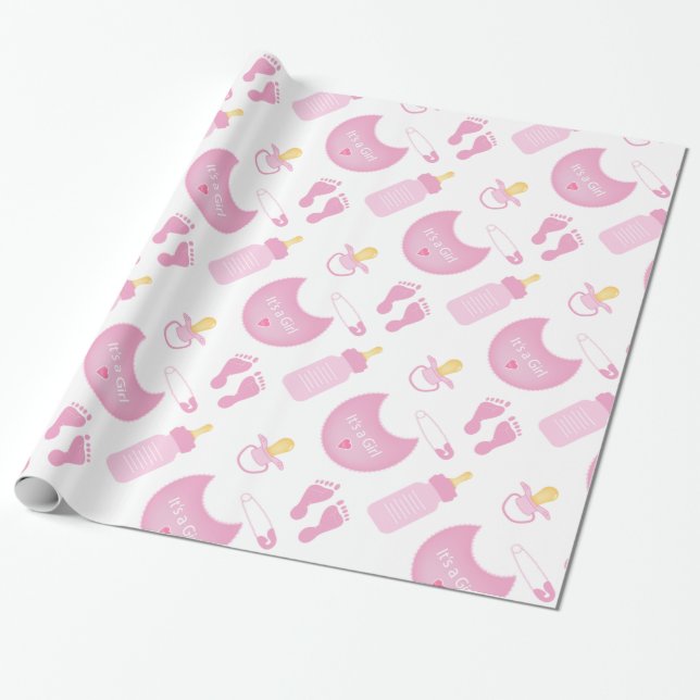 baby girl baby shower wrapping paper (Unrolled)