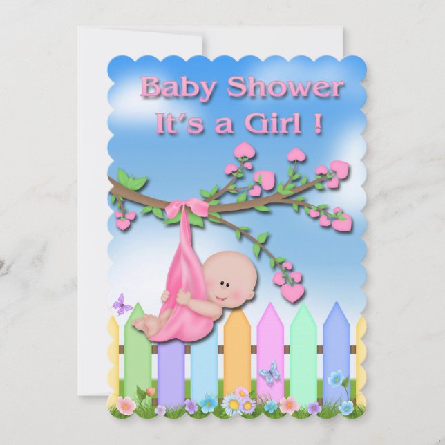 Baby Girl - Backyard Baby Shower Invitations (Front)