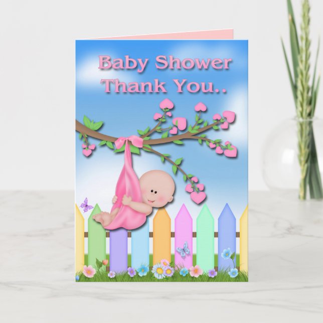 Baby Girl - Backyard Baby Shower Thank You card (Front)