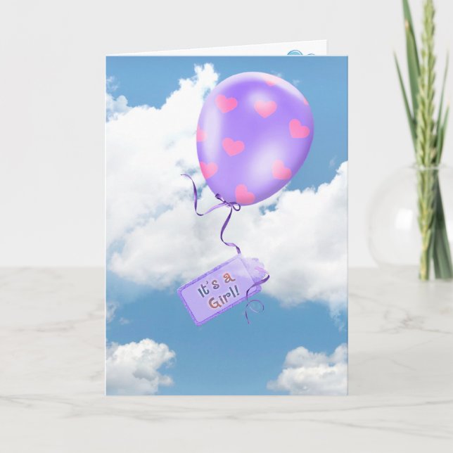 Baby Girl Balloon Announcement (Front)