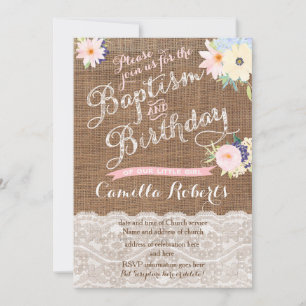 baby girl Baptism and Birthday invitations