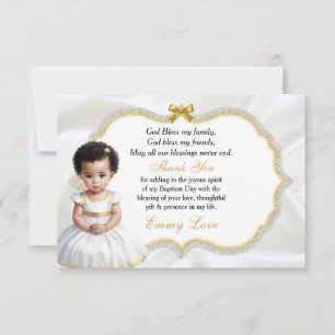 Baby Girl Baptism Christening Communion Thank You Card