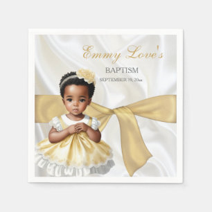 Baby Girl Baptism Christening White & Gold Napkin