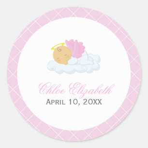 Baby Girl Baptism Classic Round Sticker