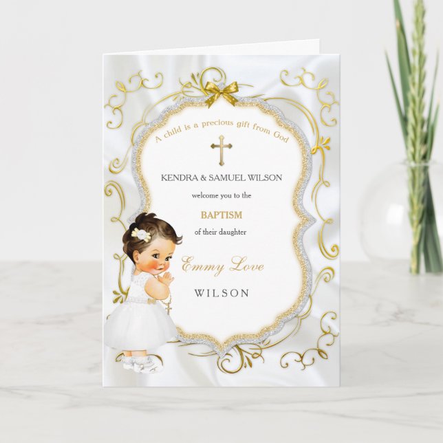 Baby Girl Baptism Communion Program Invitation (Front)