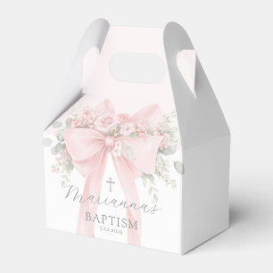 Baby Girl Baptism Floral Blush Pink Bow Favour Box