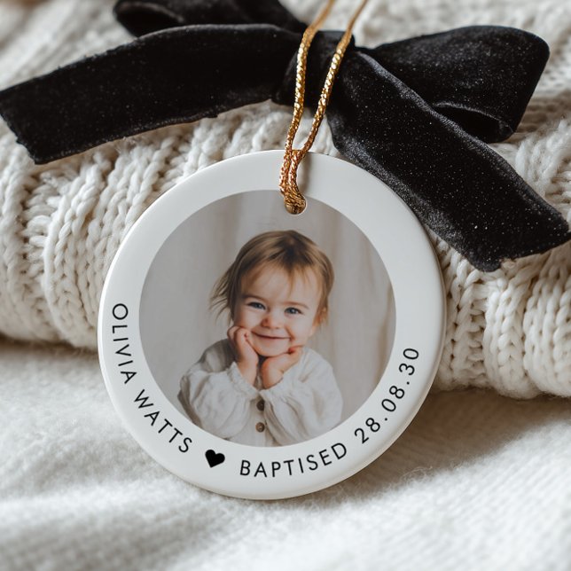 Baby Girl Baptism Photo Keepsake Ceramic Tree Decoration (Zazzle Baby Girl Baptism Photo Keepsake Ceramic Ornament)