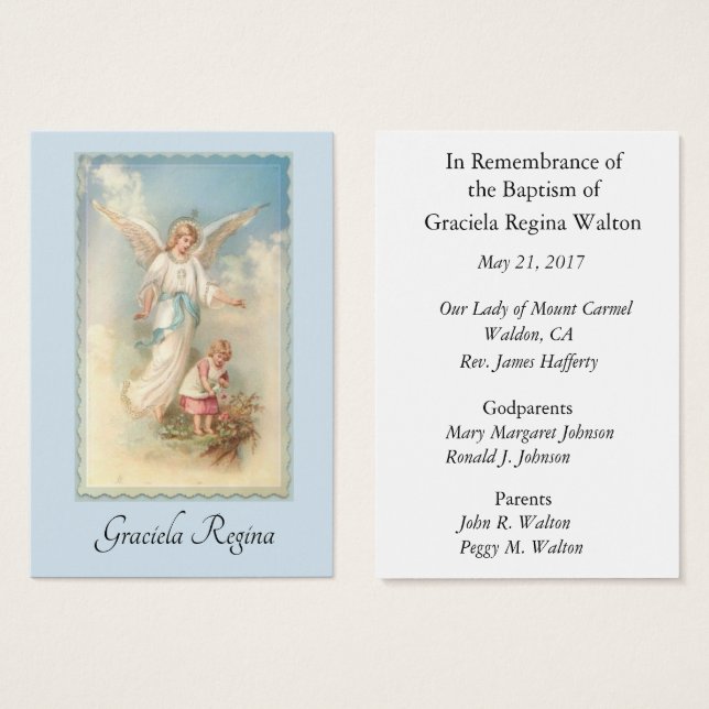 Baby Girl Baptismal Remembrance Holy Card (Front & Back)