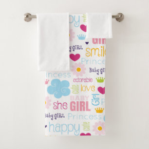 Baby Girl Bath Towel Set
