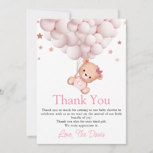 Baby Girl Bear Boho Bearly Wait Sweet Thank You Invitation