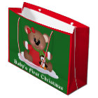 Baby girl bear First Christmas large gift bag