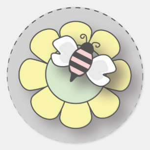 Baby Girl Bee in Pink Classic Round Sticker