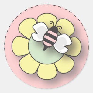 Baby Girl Bee in Pink Classic Round Sticker