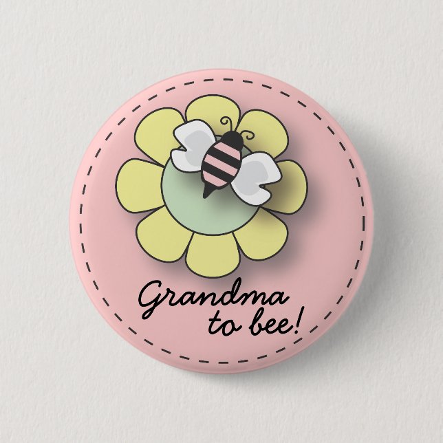 Baby Girl Bee in Pink Grandma To "Bee" Pin (Front)
