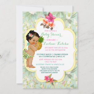 Baby Girl Bikini Tropical Luau Hawaiian Pineapple Invitation