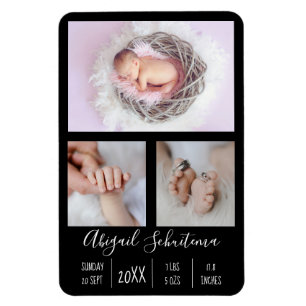 Baby Girl Birth Announcement Flexible Photo Magnet