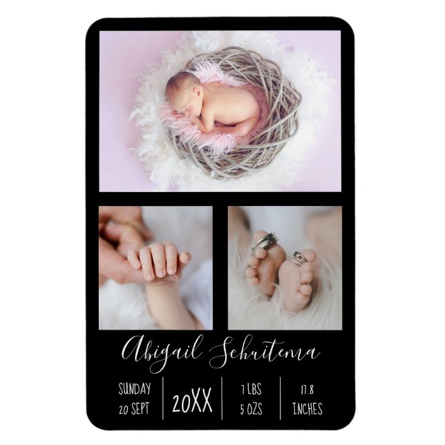 Baby Girl Birth Announcement Flexible Photo Magnet (Vertical)