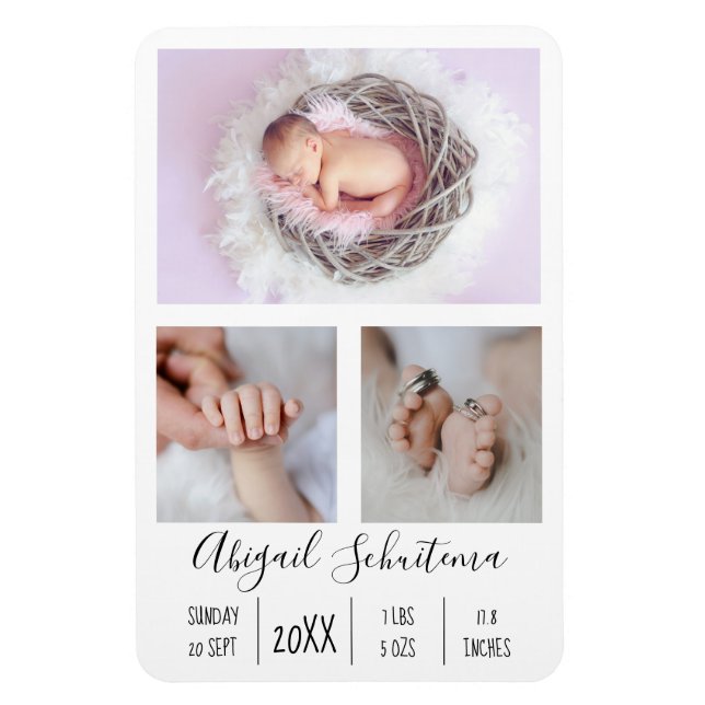 Baby Girl Birth Announcement Flexible Photo Magnet (Vertical)