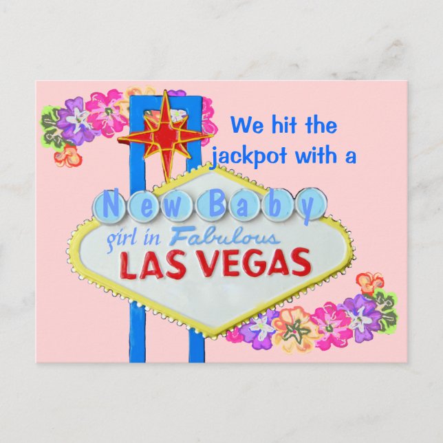 Baby Girl Birth Announcement Las Vegas Postcard (Front)