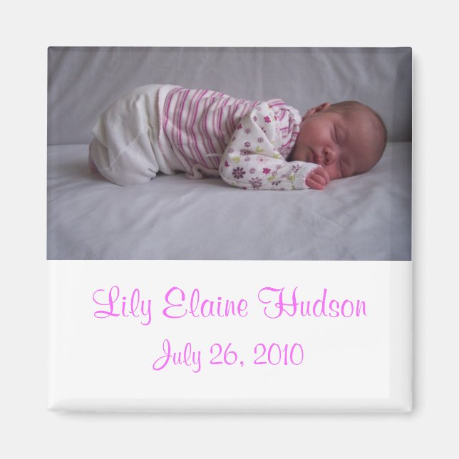 Baby Girl Birth Announcement Magnets (Front)